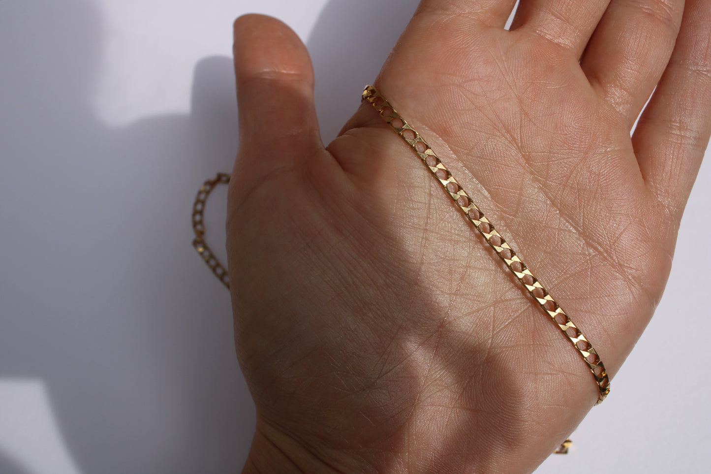 Vintage Solid 14k Yellow Gold Square Edge Curb Chain 20 Inch Chain