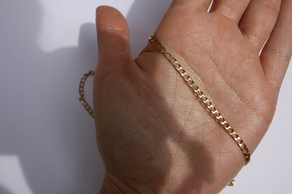 Vintage Solid 14k Yellow Gold Square Edge Curb Chain 20 Inch Chain