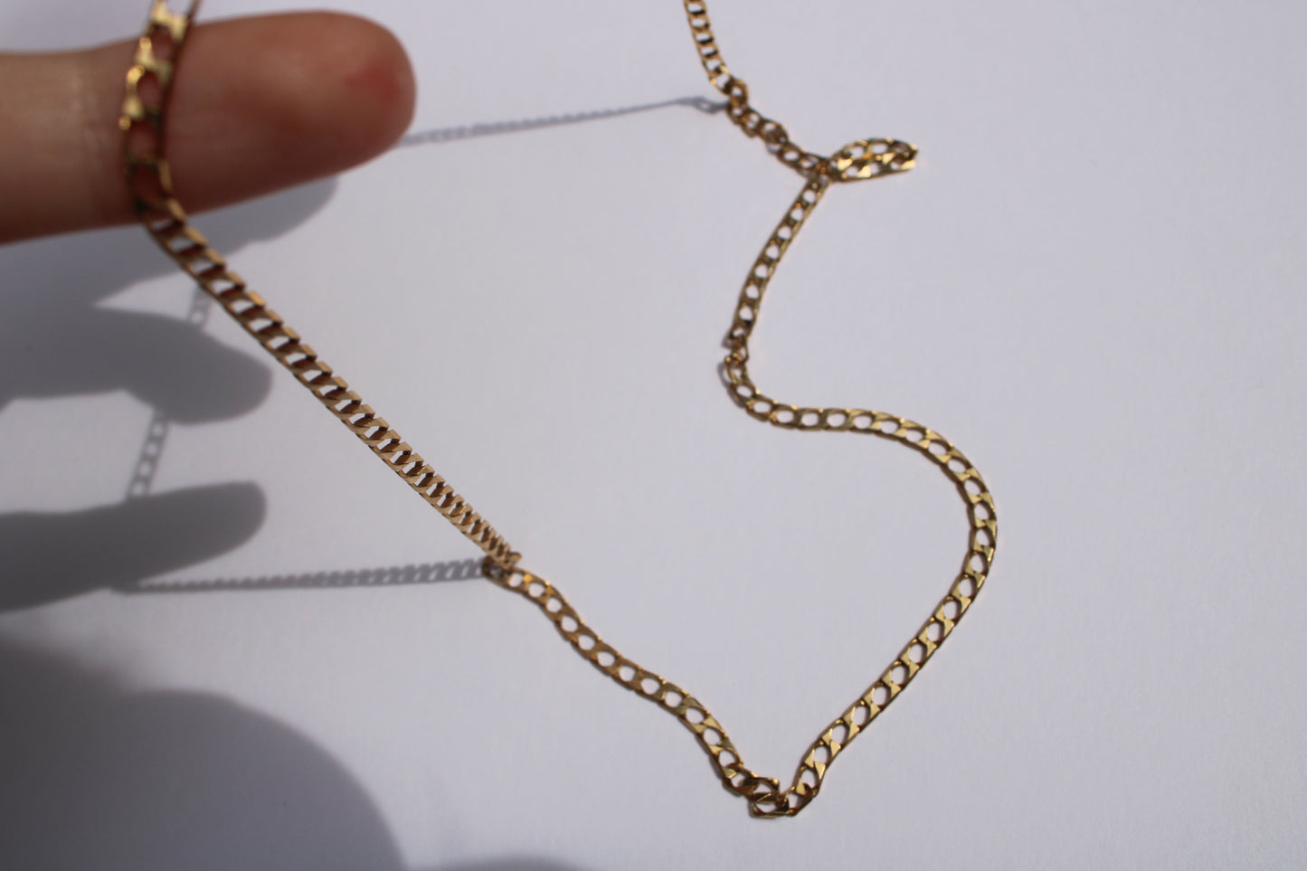 Vintage Solid 14k Yellow Gold Square Edge Curb Chain 20 Inch Chain