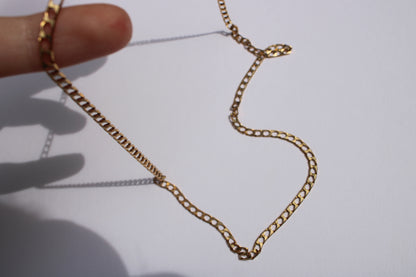 Vintage Solid 14k Yellow Gold Square Edge Curb Chain 20 Inch Chain