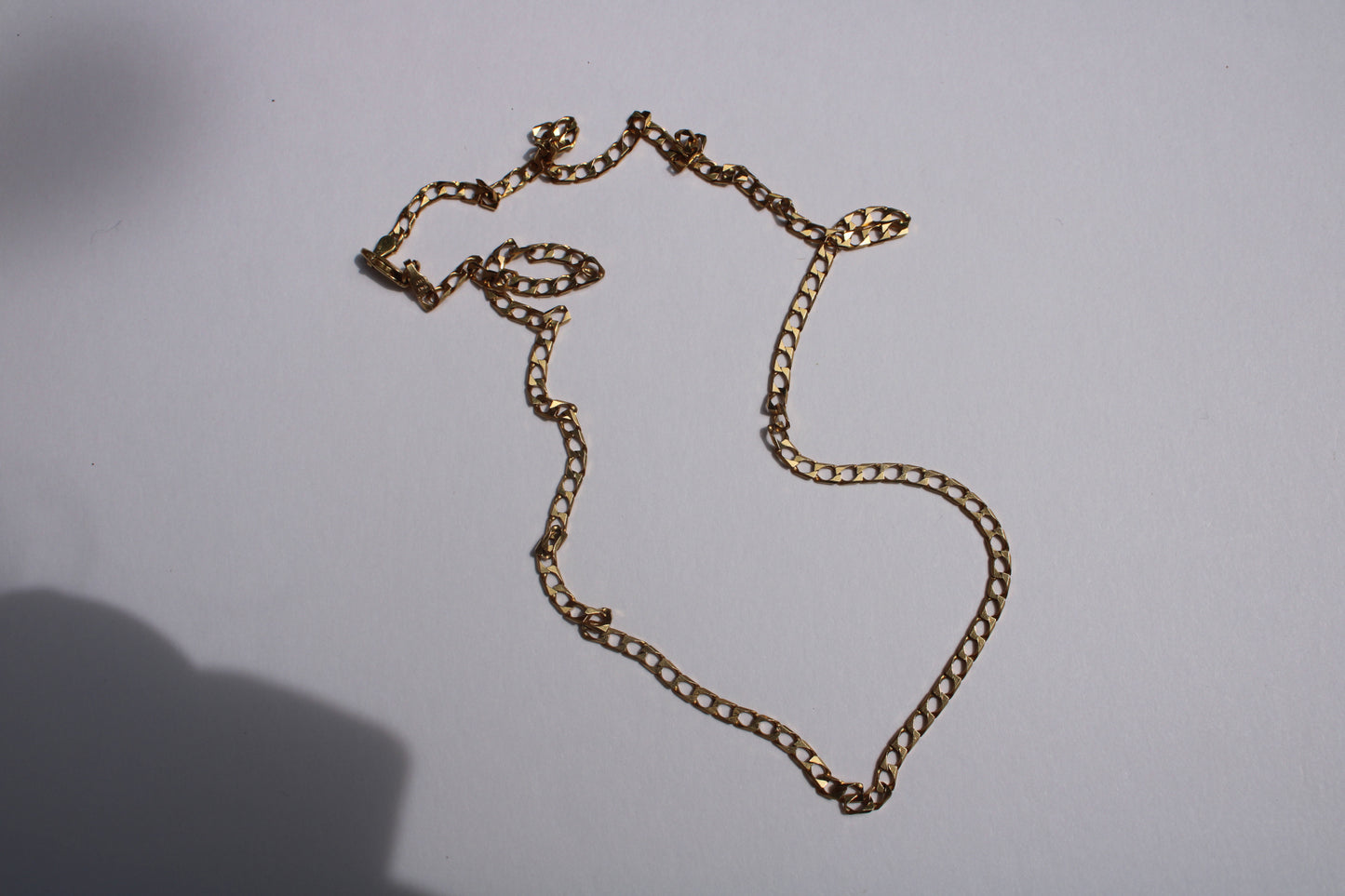 Vintage Solid 14k Yellow Gold Square Edge Curb Chain 20 Inch Chain