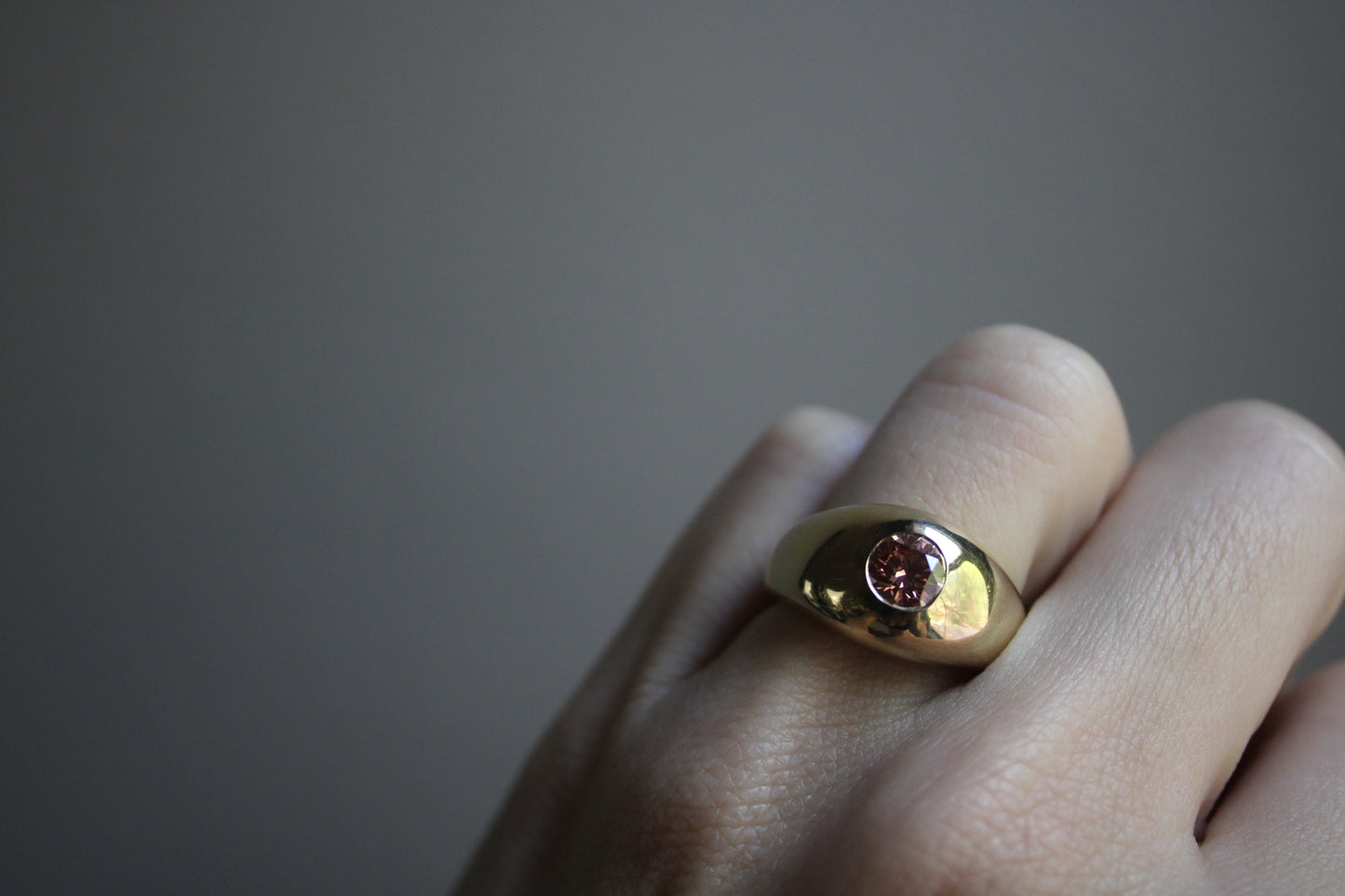 Classic Pink Diamond Heirloom Solid Gold Signet Ring