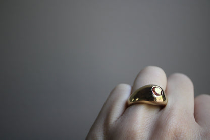Classic Pink Diamond Heirloom Solid Gold Signet Ring