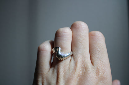 Everyday Solid Sterling Silver Twist Croissant Ring