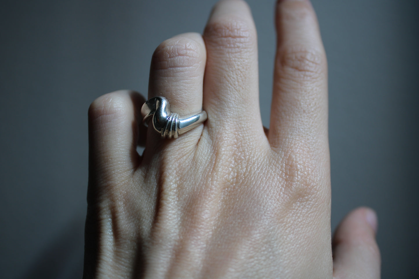 Everyday Solid Sterling Silver Twist Croissant Ring