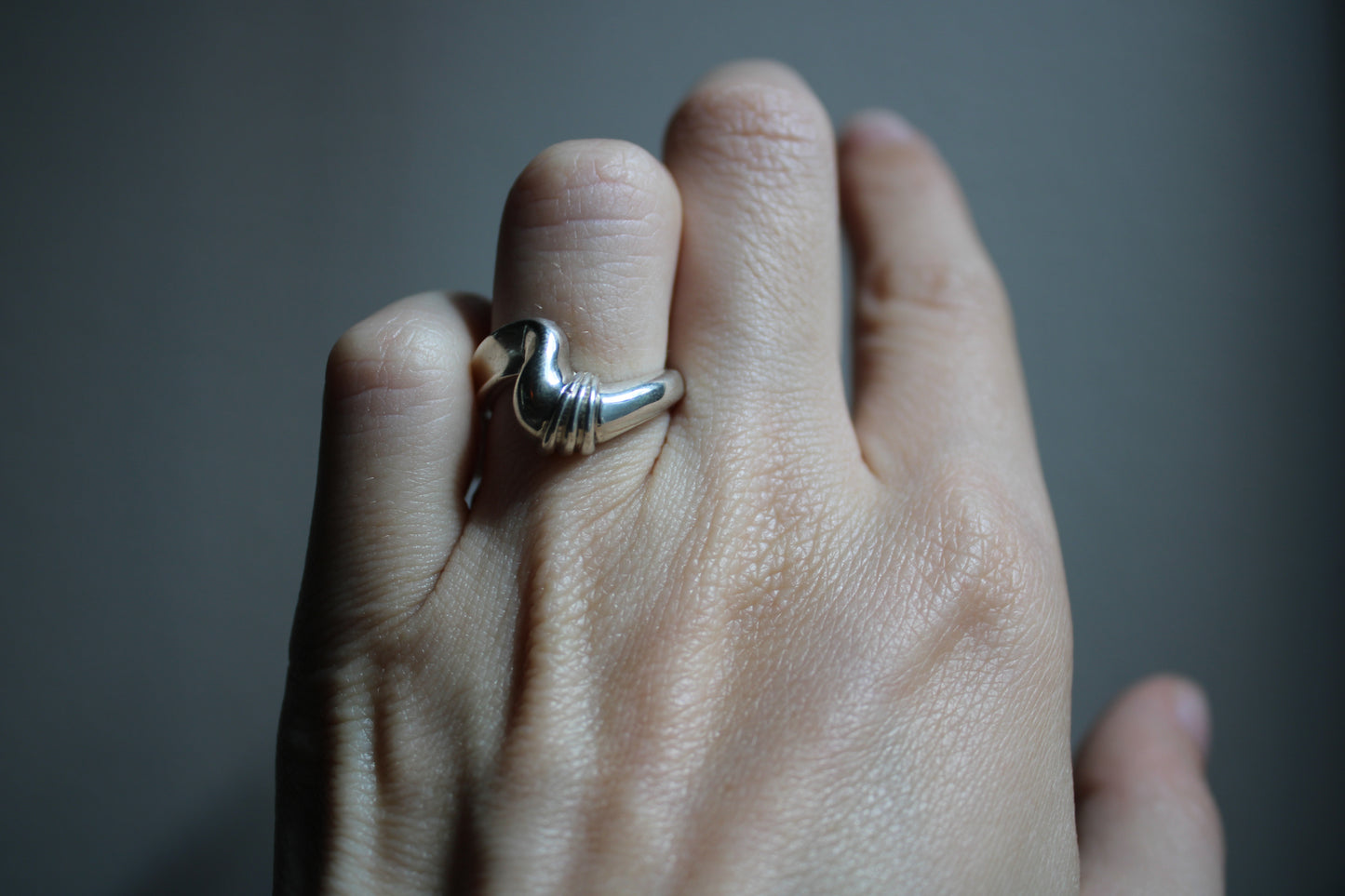 Everyday Solid Sterling Silver Twist Croissant Ring