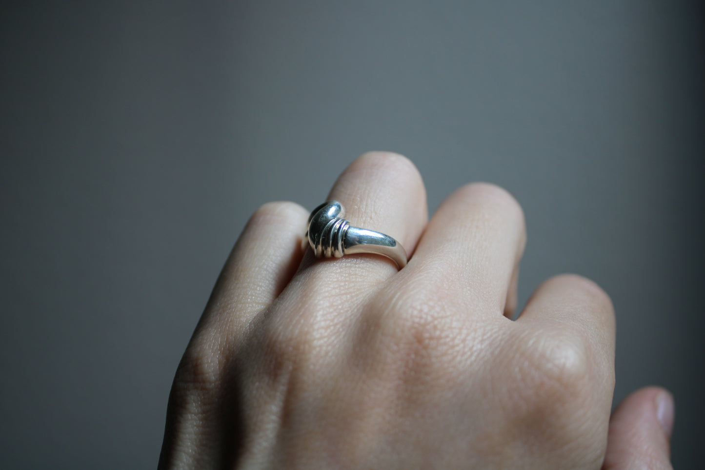 Everyday Solid Sterling Silver Twist Croissant Ring