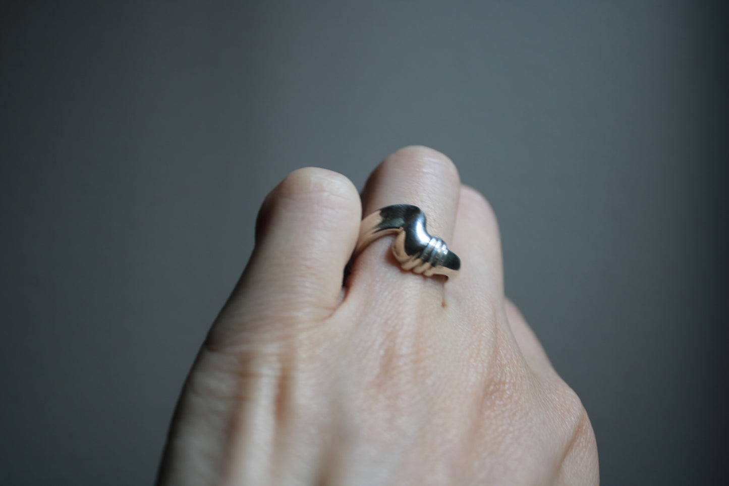 Everyday Solid Sterling Silver Twist Croissant Ring