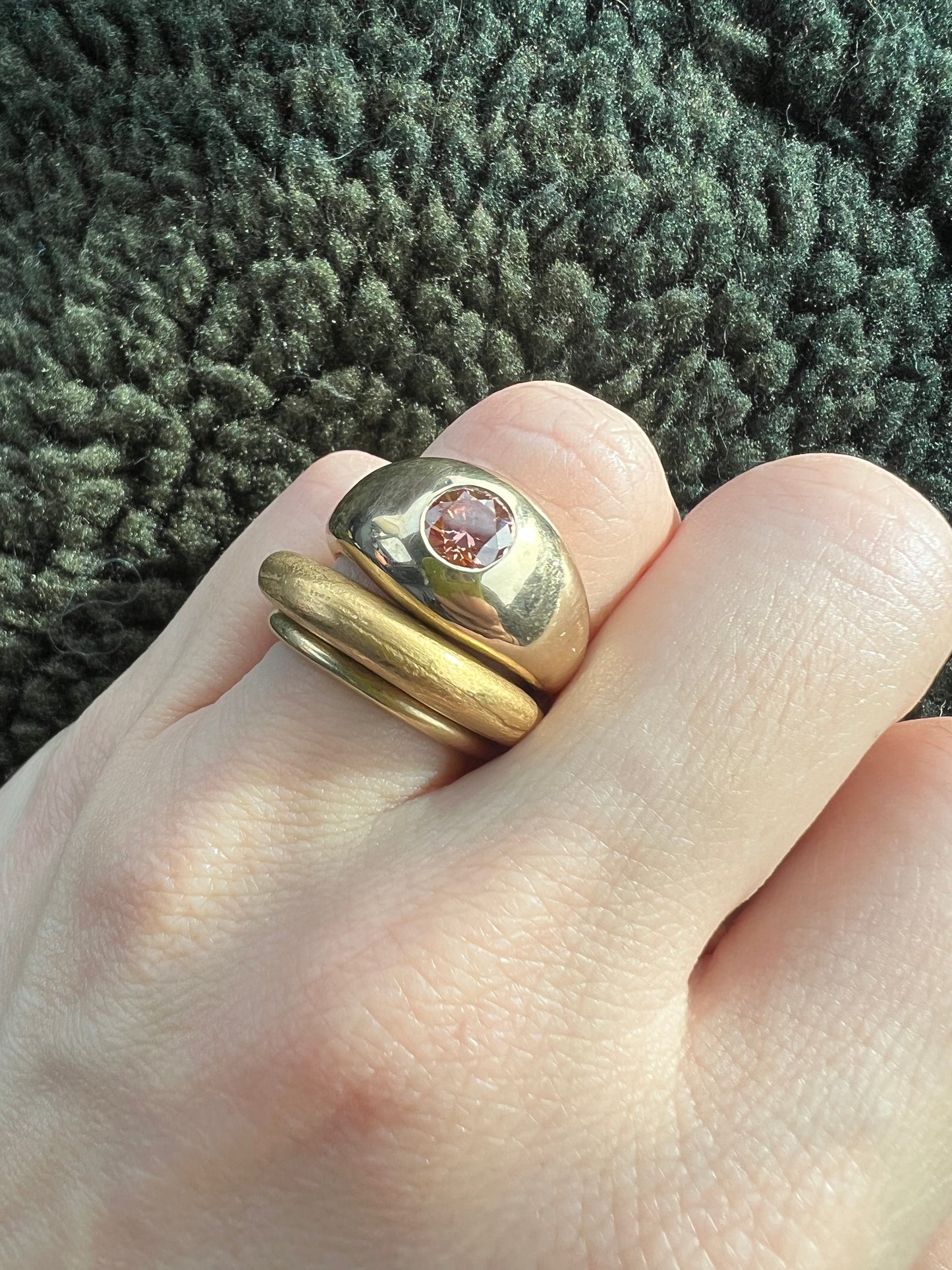 Classic Pink Diamond Heirloom Solid Gold Signet Ring