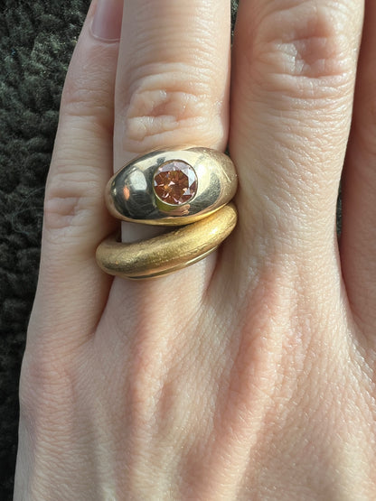 Classic Pink Diamond Heirloom Solid Gold Signet Ring