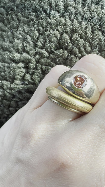 Classic Pink Diamond Heirloom Solid Gold Signet Ring