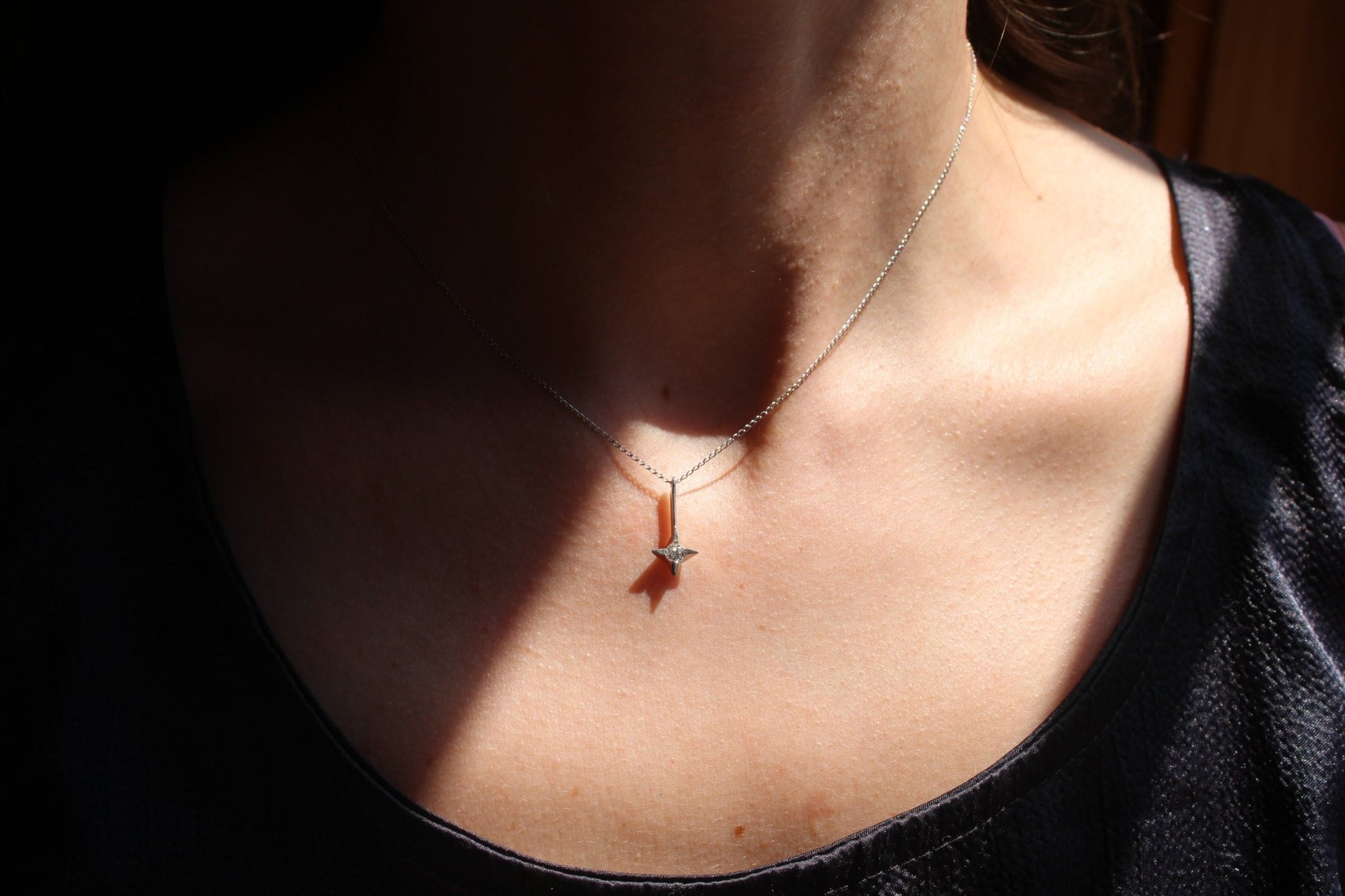The *only* white gold necklace I have in my current collection. This beautifully delicate cable chain is balanced with an expertly set colorless CZ pendant.