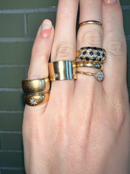 22k Starburst Set Diamond Pinky Ring - dunia jewelry - vintage gold - recycled gold